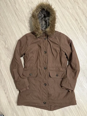 Chaqueta parka Hollister Heritage Collection marrón imitación piel capucha talla L para mujer Foto 1 de 4