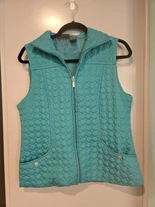 Jane Ashley Women Winter Green Lightweight Zip Circle Quilted Vest M - Picture 1 of 5