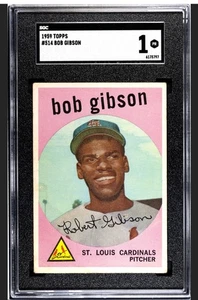 BOB GIBSON 1959 TOPPS SGC 1 ! *JUST GRADED ! *DEAD DEAD CENTERED HIGH # BEAUTY ! - Picture 1 of 2