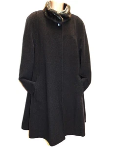 Abrigo Horst Basler Nobilana Angora Lana Virgen Carbón Columpio Talla UK 12 / D 38 - Imagen 1 de 20