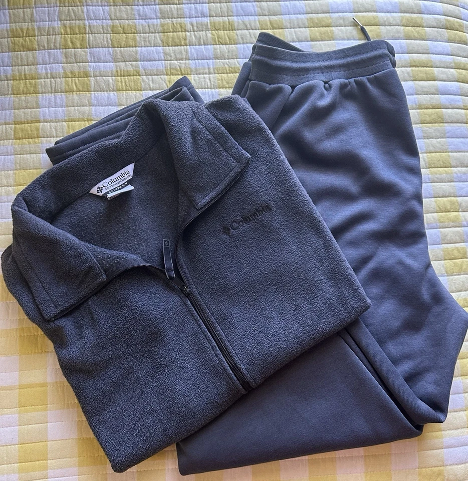 Chaleco polar Columbia para hombre sin mangas gris cremallera 3XL y un par de pantalones deportivos 2XL Foto 1 de 4