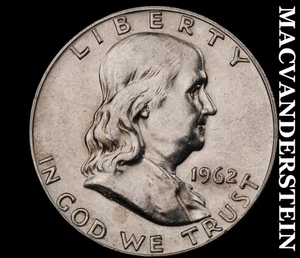 1962-D Franklin Half Dollar - Scarce High Grade Lustrous No Reserve #D4746 - Bild 1 von 2