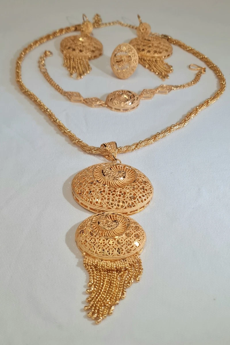 LifflyLadys Gold Jewelry Set For Women | Dubai Style Necklace, Bracelet, Earrings & Ring Bridal Gift Set 3 thumbnail image
