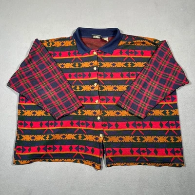 Camisa vintage Gitano Top para mujer L suroeste azteca cuello a cuadros abotonada Foto 1 de 4