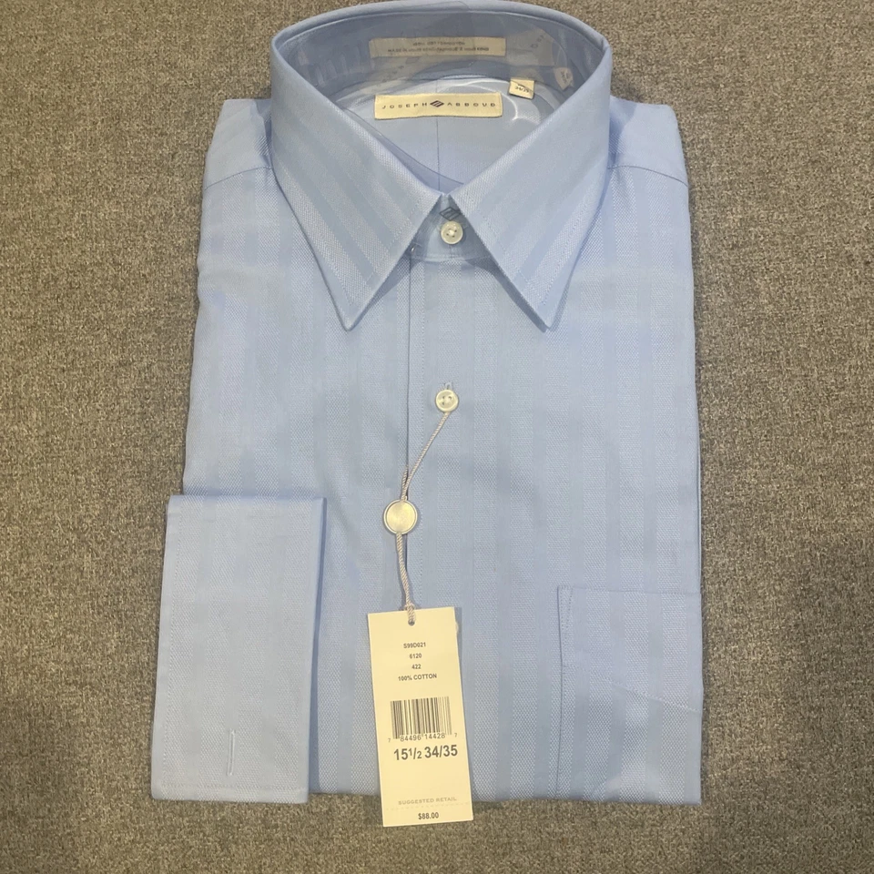 Camisa de vestir Joseph Abboud para hombre azul a rayas 15,5 34/35 algodón manga larga nueva con etiquetas Foto 1 de 3