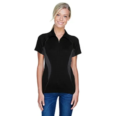 North End Ladies' Serac UTK CoolLogik Zippered Polo - Black - Size XL - Image 1 of 3