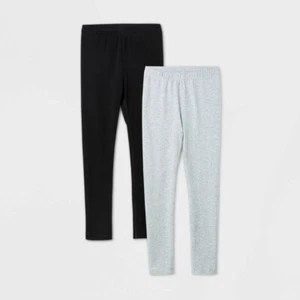 Cat & Jack Girls' 2-Pack Adaptive Leggings - Size XS (4/5) Black/Gray - Picture 1 of 3