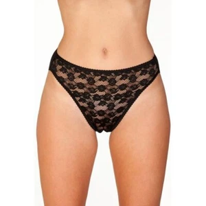 Camille Women's High Leg Briefs in Black with Floral Lace Detail - Pack of 3 - Picture 1 of 3