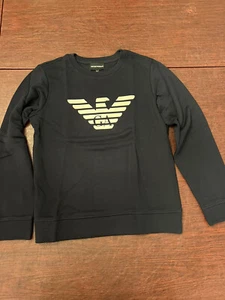 Armani Junior Boys Sweater Size 12, Navy With White Armani Symbol Design - Picture 1 of 13