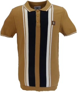 Camisa polo de punto greco marrón tabaco Lambretta para hombre - Imagen 1 de 2
