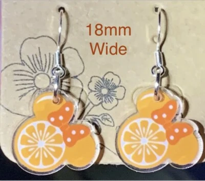 ¡Pendientes colgantes de acrílico Minnie Mouse naranja plata!! Foto 1 de 4