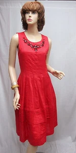 ROBERT RODRIGUEZ Coral Black Pleated DRESS GORGEOUS SZ 4 - Picture 1 of 1