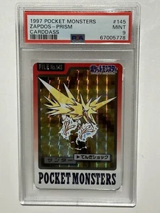 1997 Pocket Monsters Carddass - Zapdos Prism #145 PSA 9 MINT - Picture 1 of 2