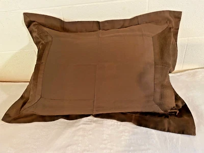 Ampersand Pintuck Standard Sham 21 x 27 Chocolate Brown 100% Cotton - Image 1 of 4