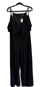 City Chic Size Split Front Jumpsuit Black Flutter Sleeve Off-Shoulder Sz XXL/24 - Bild 1 von 9