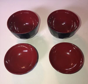 4er Set asiatische Harzschalen rot innen schwarz außen 3 1/2" Durchmesser - Bild 1 von 11