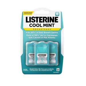 Listerine Cool Mint PocketPaks Strisce Respiranti Portatile per Alito Cattivo, Prea Fresca - Foto 1 di 4