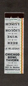 CHICAGO BOWL TAVERN Indianapolis Indiana Unused Midget Front Strike Matchcover - Picture 1 of 2