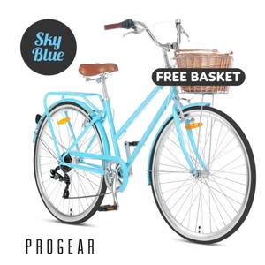Progear SkyBlue 17" Vintage Retro Bike Classic Ladies Pomona Bicycle FREE BASKET - Picture 1 of 9