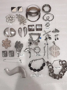 27 Lot Earrings Brooches Bracelets, Monet T.C. Poon Sterling ATI Marino - Picture 1 of 10