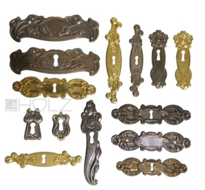Jugendstil Möbelbeschläge antik Art Nouveau floral Messing - Bild 1 von 16