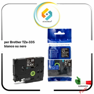 ACOLORISTORE Nastro Etichettatrice Brother p - Touch 12 mm TZe 335 compatibile 1000 H 107 105