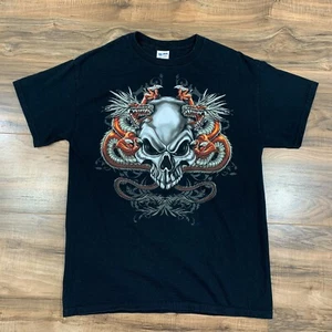 T-shirt uomo GILDAN draghi e teschio taglia media grafica arte - Foto 1 di 5