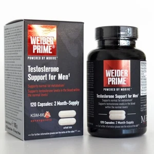 Weider Prime Testosterone Support for Men 120 Count - Ashwagandha & Cordyceps - Picture 1 of 1