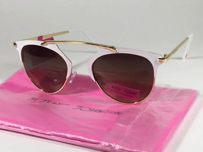 Betsey Johnson Women's Brow Sunglasses Gold White Brown Gradient Retro BJ475114 - Image 1 of 4