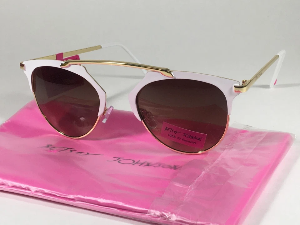 Gafas de sol para mujer Betsey Johnson cejas doradas blancas marrones degradadas retro BJ475114 Foto 1 de 4