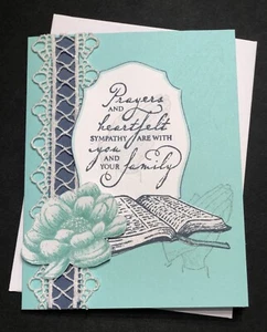 4. Prayers and Heartfelt Sympathy Bible Book Praying Hands Stampin Up Card Set - Picture 1 of 1
