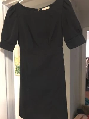 Anthropologie тюль платье XS черный слегка заколка в полоску короткий рукав так милый - Изображение 1 из 4