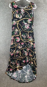 Thalia Sodi Flounce Hem Maxi Dress Womens L Floral Chain Pattern Knit Stretch - Picture 1 of 10