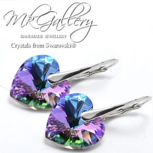 *HEART* 925 Sterling Silver Earrings 14mm Heart Crystals from SwarovskPrimero® - Picture 1 of 52
