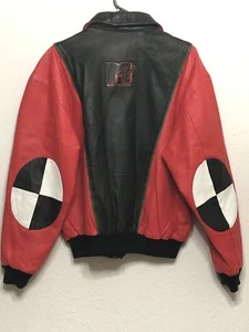 Vintage 1992 MTV Music Logo Lederjacke Herren Thriller Rot & Schwarz - S RAR - Bild 1 von 10