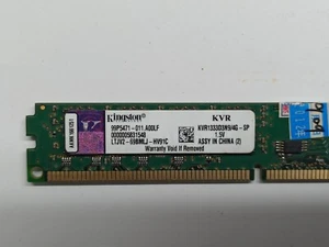 KVR1333D3N9/4G Kingston 4GB PC3-10600 DDR3-1333MHz CL9 240-Pin DIMM Dual Rank - Imagen 1 de 2