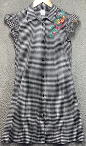 Arizona Jean Co Embroidered Short Flutter Sleeve Button Up Shirt Dress Size 14 - Picture 1 of 8
