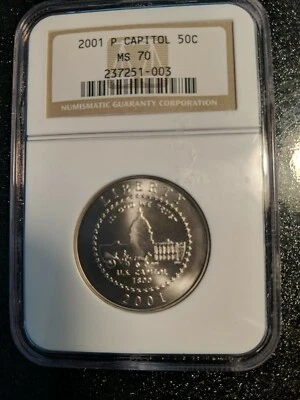 2001-P U.S. CAPITOL COMMEMORATIVE HALF DOLLAR 50c NGC MS-70... Perfection!!! - Image 1 of 3