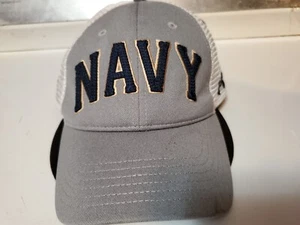 Gorra Sombrero Bordado Gris Blanco Blanco Bajo Blindaje Vintage de la Marina de los Estados Unidos OSFA - Imagen 1 de 5