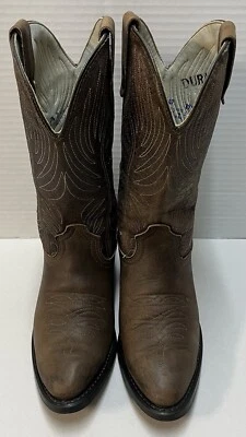 Botas de caubói vintage feitas nos EUA DURANGO 21047 tamanho 7.5D couro sintético marrom vulcano - Imagem 1 de 4