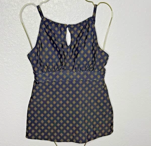 Camiseta Tankini Kona Sol Key Hole Azul Dorado Verano Playa Cuello Alto Talla S (4-6) ¡NUEVA! - Imagen 1 de 11