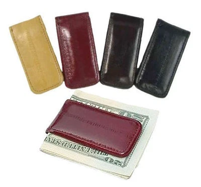 EEL SKIN Leather Men Strong Magnetic Money Clip Bill Fold Holder Minialist - Image 1 of 4