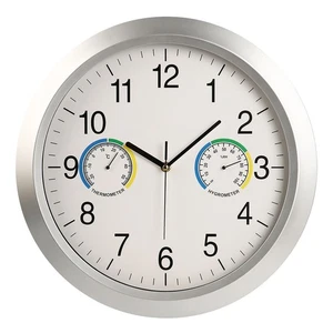 Thermometer Hygrometer Wall Clock for Quiet For Bedroom and Office Spaces - Picture 1 of 11