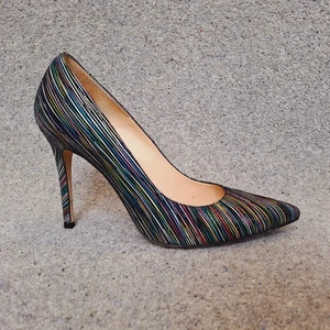 LK Bennett Court Shoes Black Multicolour 41 UK 8 Leather 4" Stiletto Heel - Picture 1 of 11