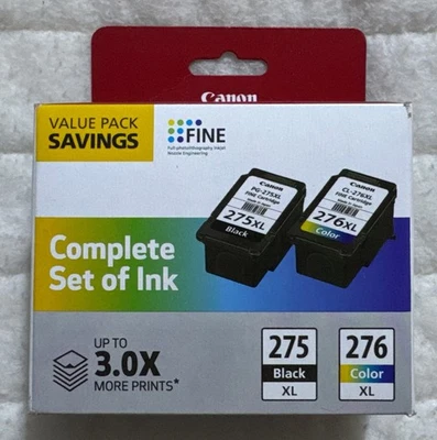 Canon 275XL 276XL Black Color Ink Cartridge Combo Pack 4981C008 OEM Retail Box - Image 1 of 4