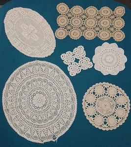 6 x Vintage Crochet Doilies Job Lot Bundle Lace Crochet Handmade White Cream - Picture 1 of 20