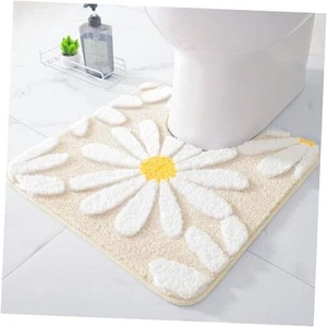 Toilet Rugs U Shaped, Beige Toilet Mat Cute Daisy Contour Bath Rug 20"x20", - Picture 1 of 7