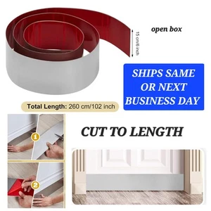 Stainless Steel Door Wall Kick Plate 6" Self Adhesive Cut Length Toe Skid Strip - Picture 1 of 5