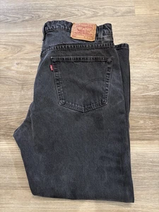 VINTAGE Levis Jeans Mens 42x30 Black 505 Regular Fit Straight Leg *READ* - Picture 1 of 15