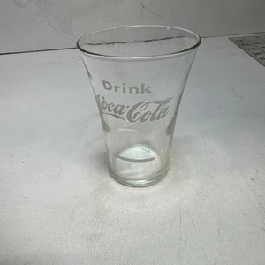 Vintage Drink Coca Cola Etched Glass w/Syrup Line 3 3/4" Tall Vintage Drink Coca - Picture 1 of 5